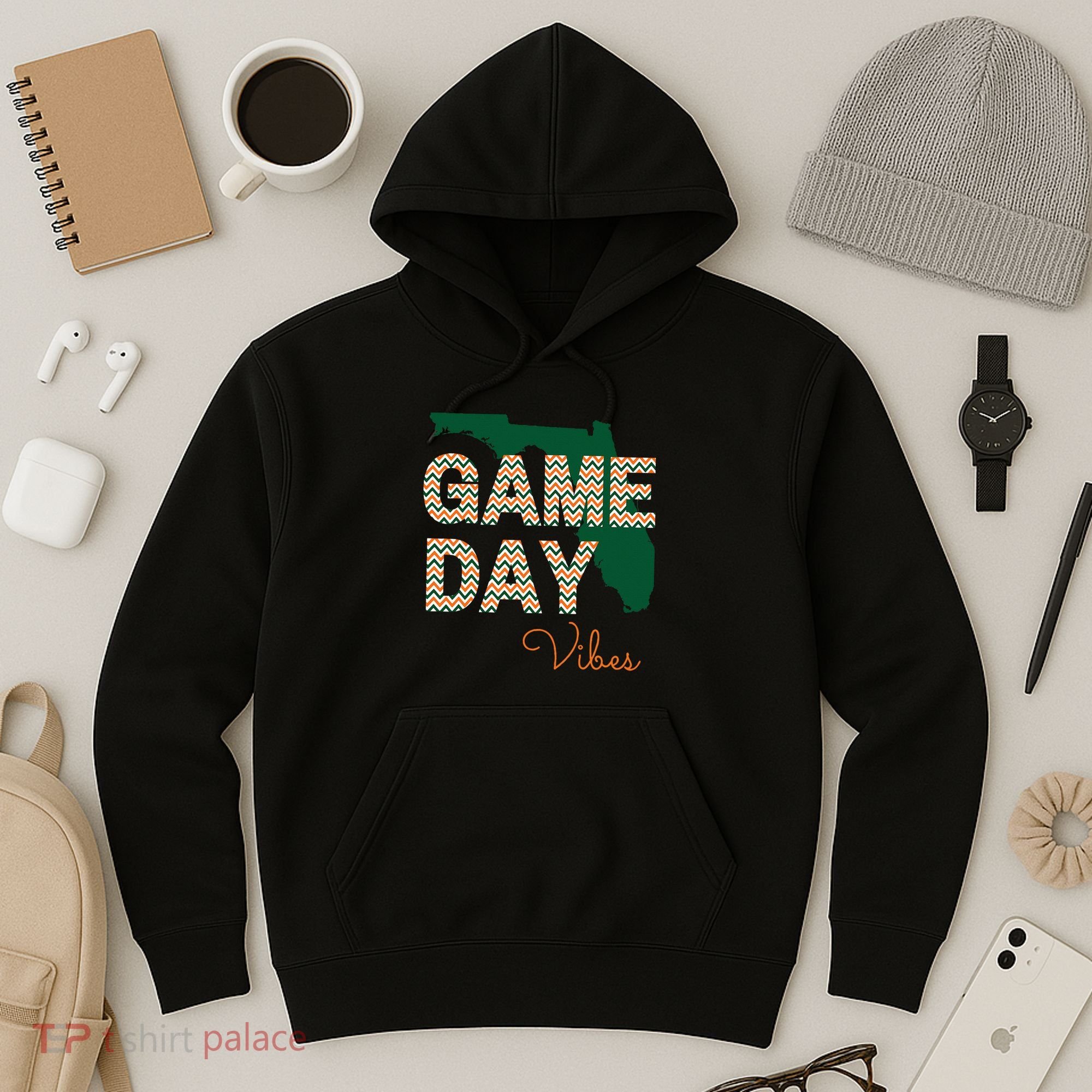 Miami Football Game Day Vibes Fall Tailgate Hoodie