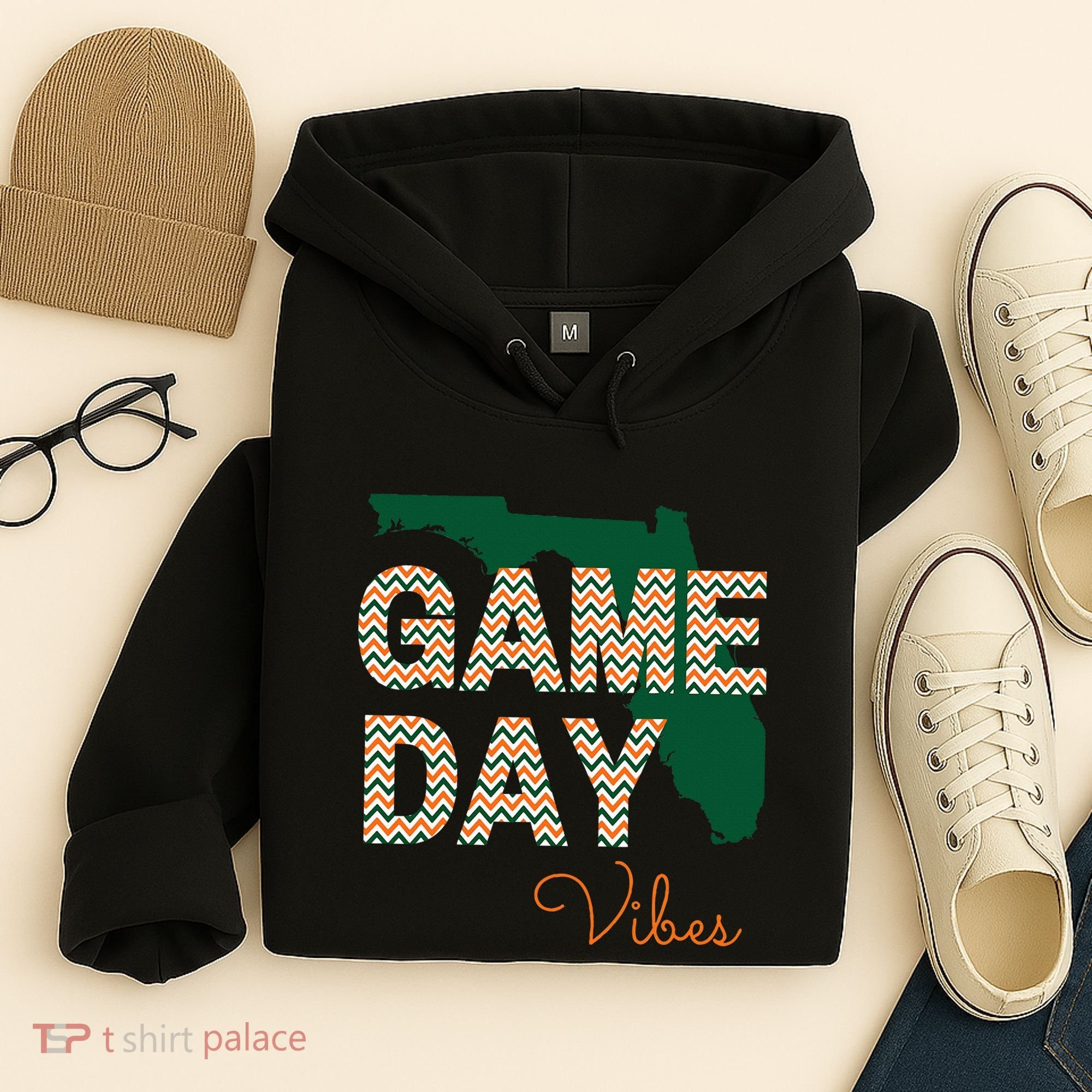 Miami Football Game Day Vibes Fall Tailgate Hoodie