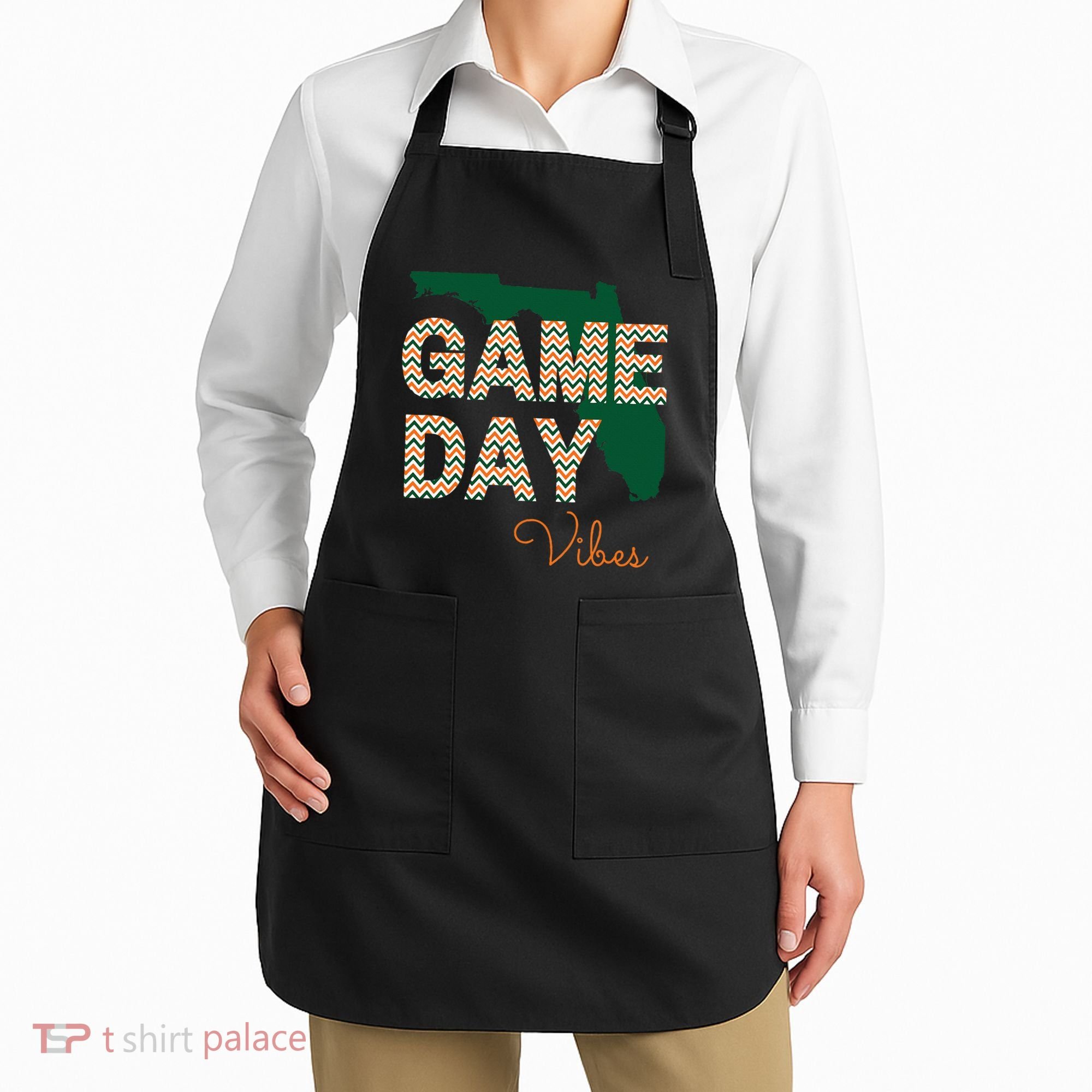 Miami Football Game Day Vibes Fall Tailgate Apron