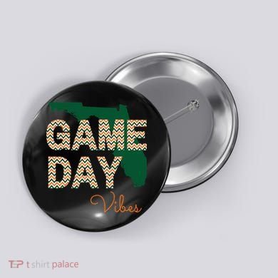 Miami Football Game Day Vibes Fall Tailgate Button