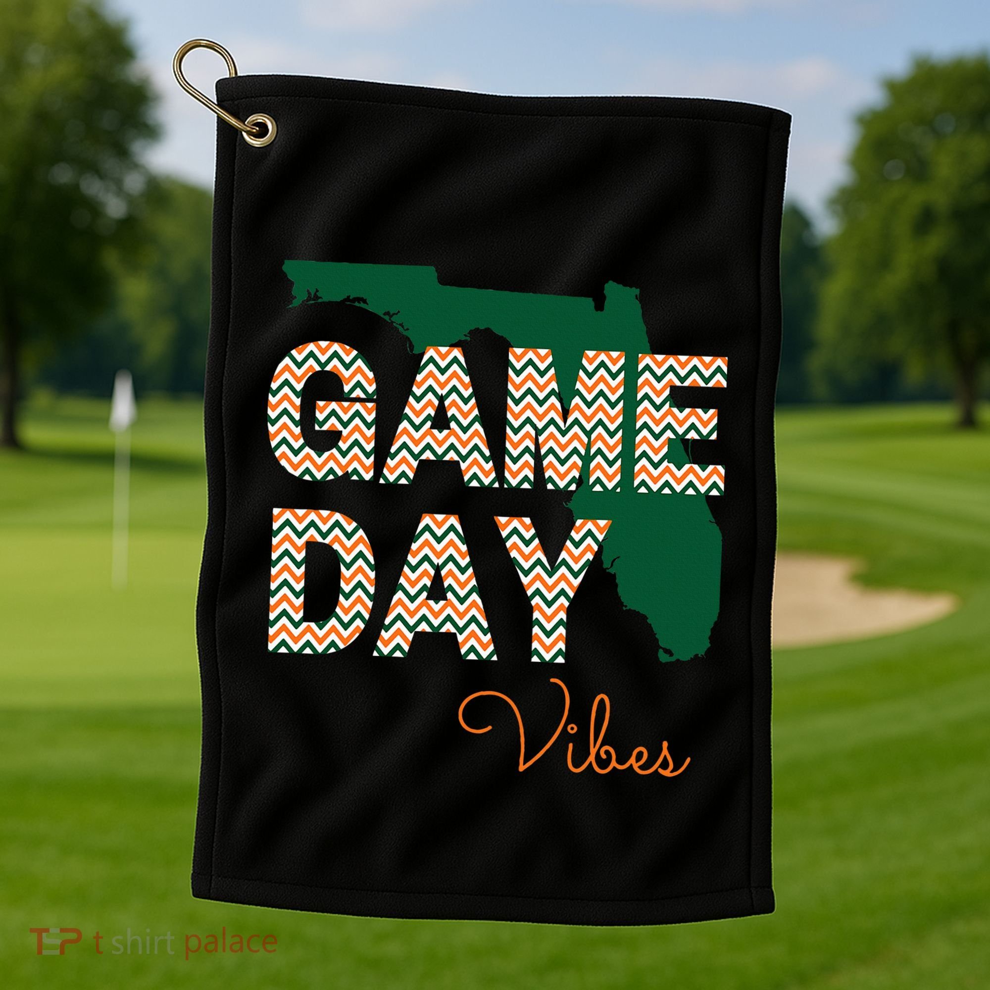 Miami Football Game Day Vibes Fall Tailgate Golf Towel