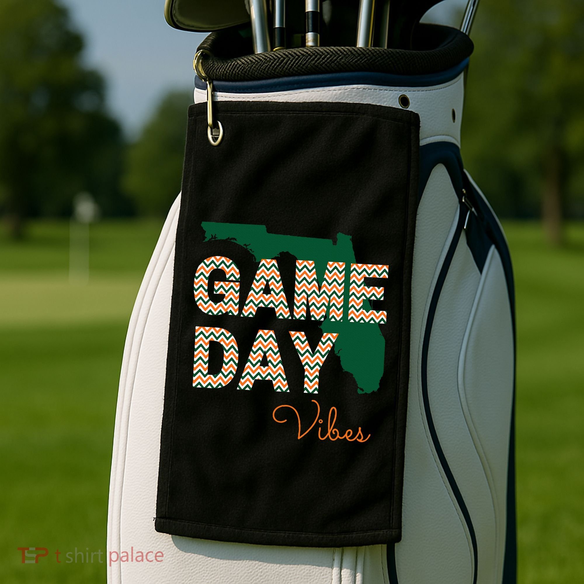 Miami Football Game Day Vibes Fall Tailgate Golf Towel