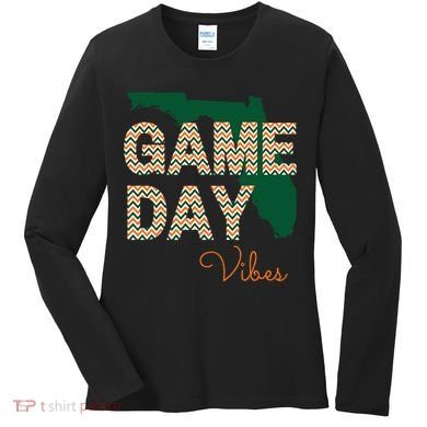 Miami Football Game Day Vibes Fall Tailgate Women's Long Sleeve Shirt