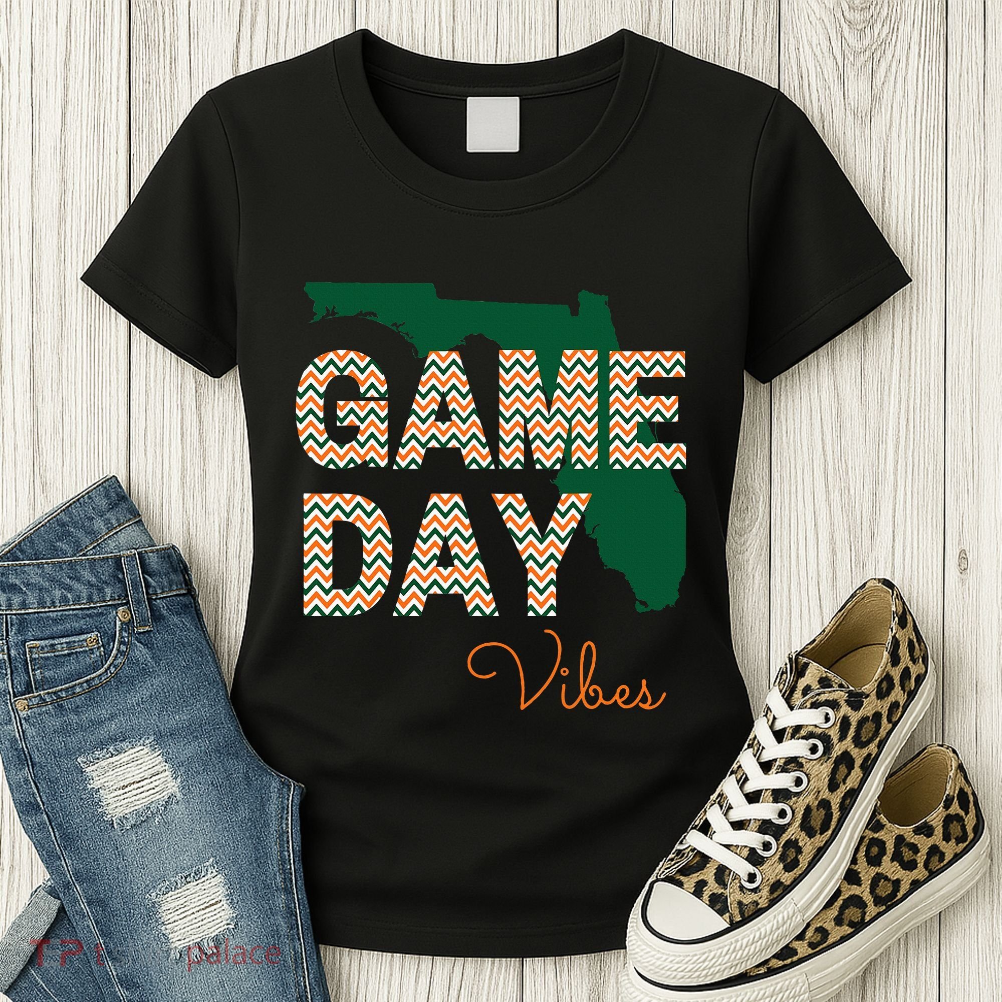 Miami Football Game Day Vibes Fall Tailgate Women's T-Shirt
