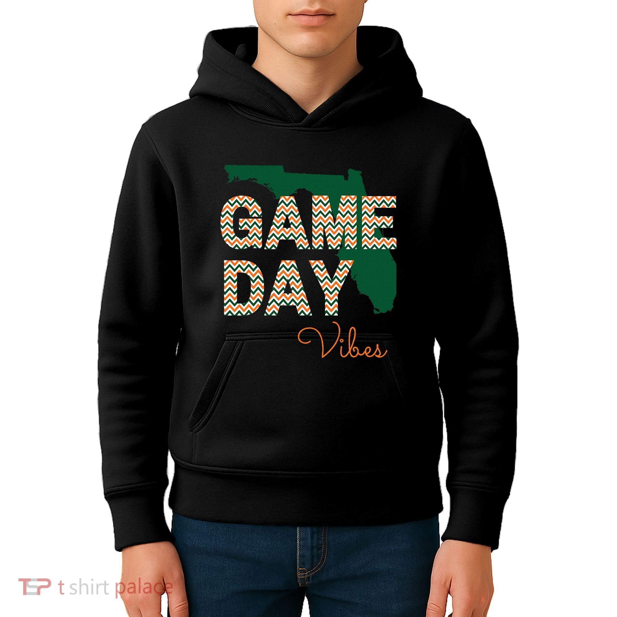 Miami Football Game Day Vibes Fall Tailgate Kids Hoodie