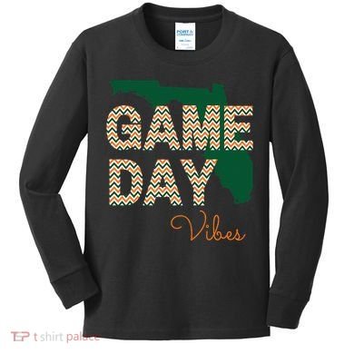 Miami Football Game Day Vibes Fall Tailgate Kids Long Sleeve Shirt