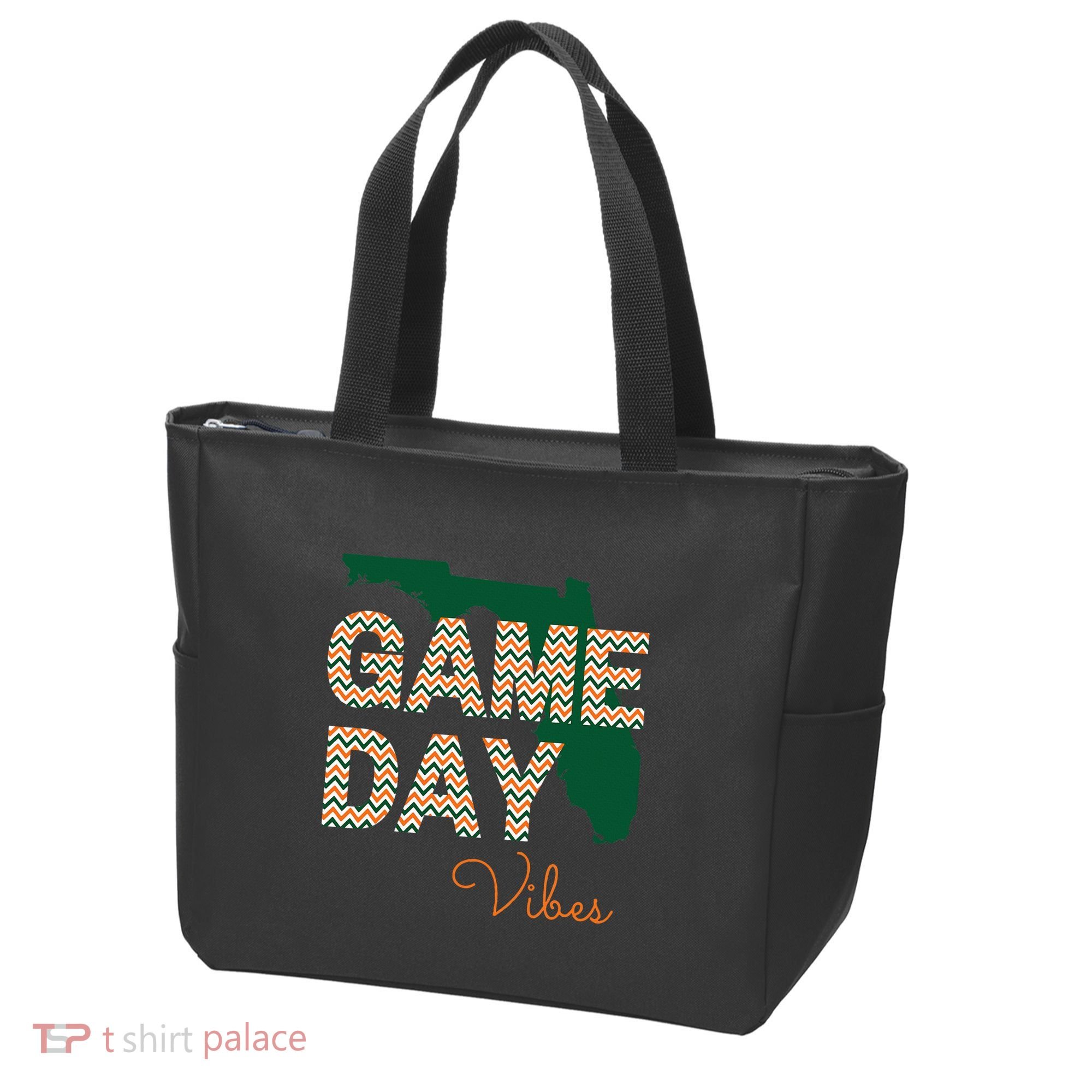 Miami Football Game Day Vibes Fall Tailgate Tote Bag
