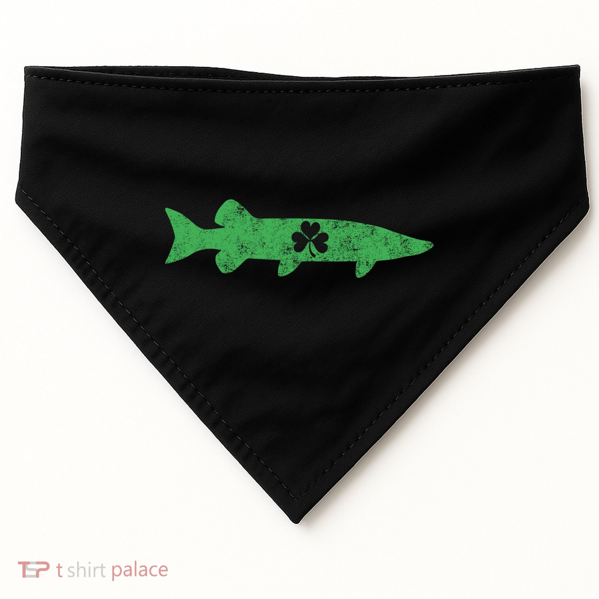 Musky Fishing Gift St Patrick's Day Irish Fisher Great Gift USA-Made Doggie Bandana
