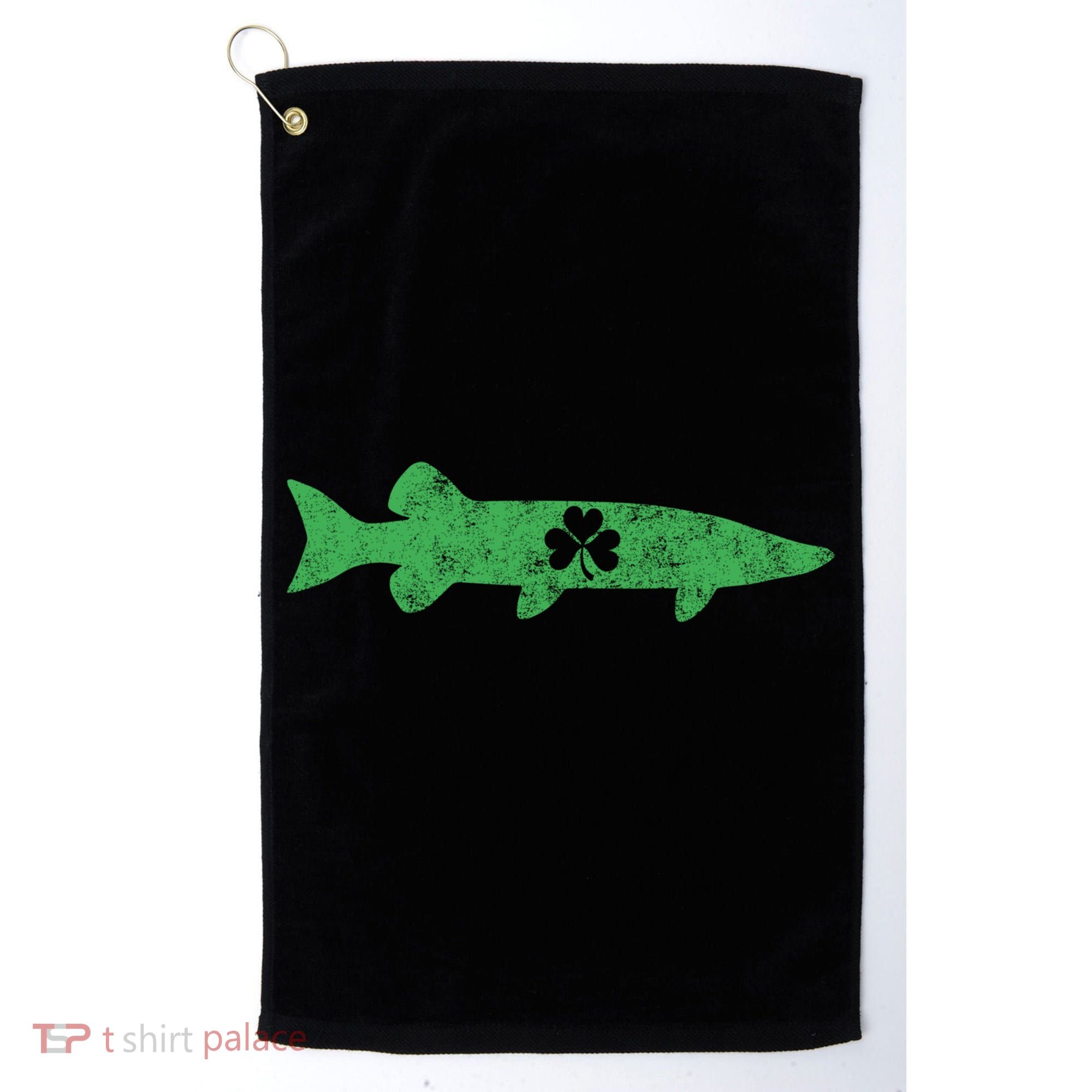 Musky Fishing Gift St Patrick's Day Irish Fisher Great Gift Golf Towel