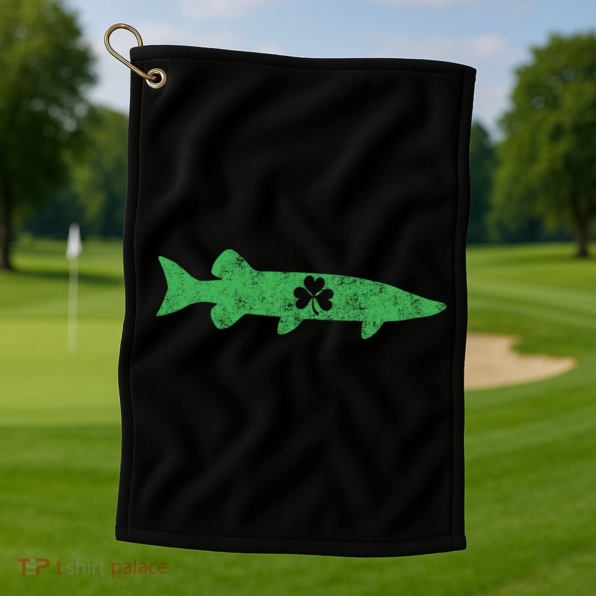Musky Fishing Gift St Patrick's Day Irish Fisher Great Gift Golf Towel