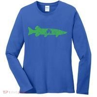 Musky Fishing Gift St Patrick's Day Irish Fisher Great Gift Women's Long Sleeve Shirt thumb 0