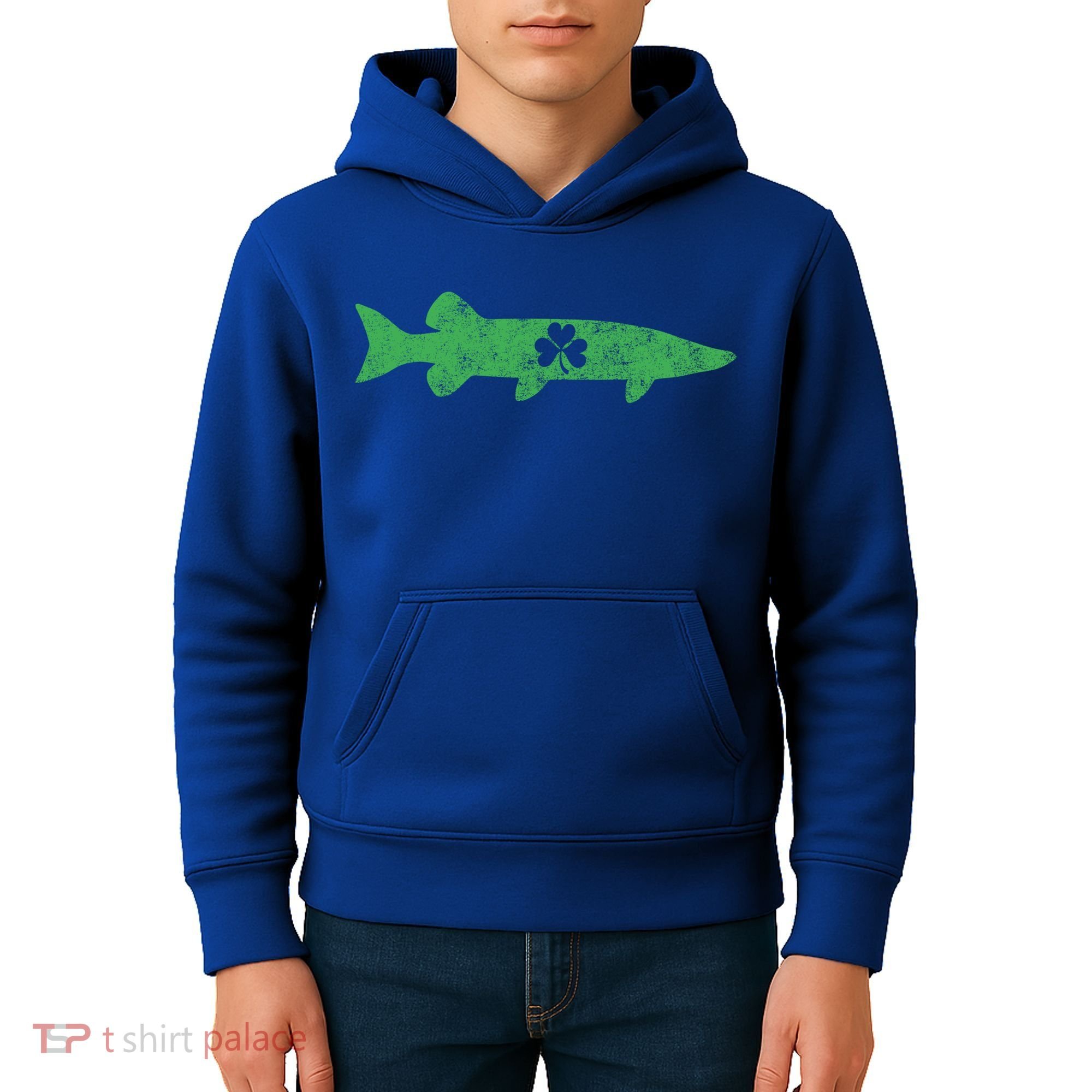 Musky Fishing Gift St Patrick's Day Irish Fisher Great Gift Kids Hoodie