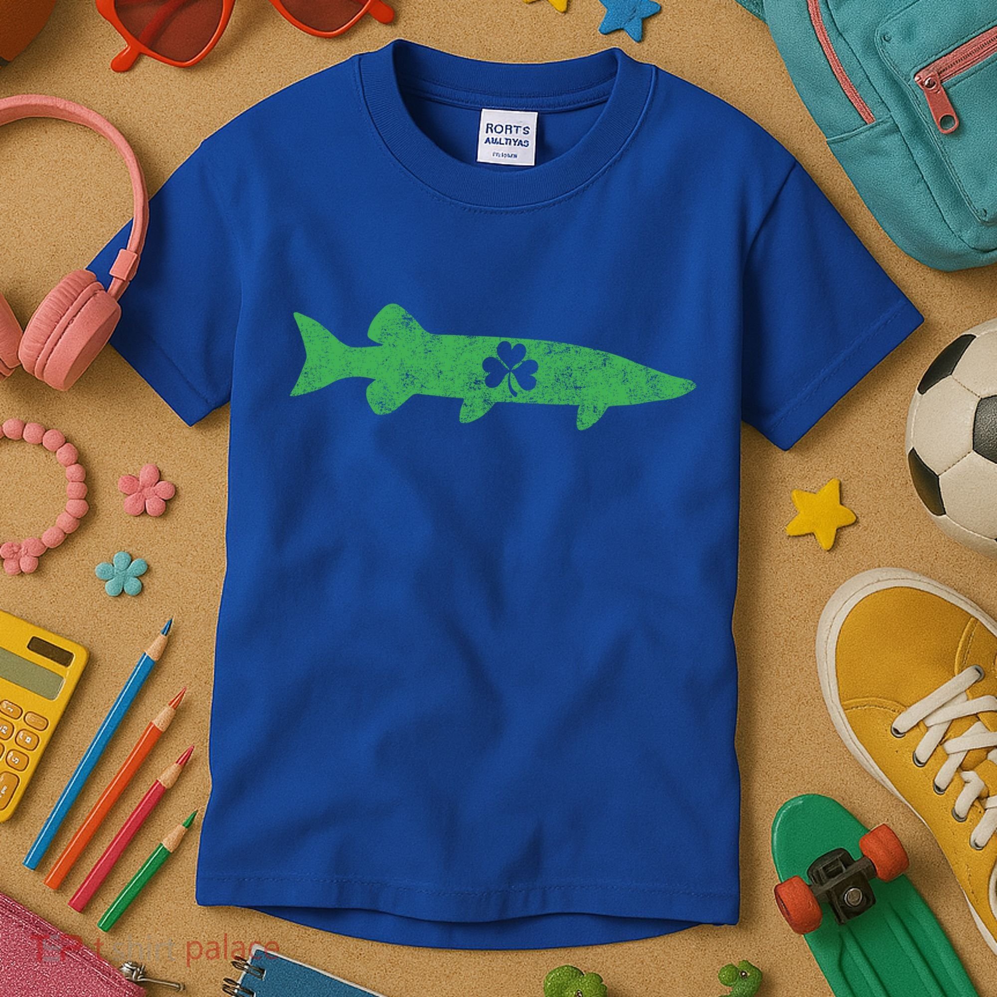 Musky Fishing Gift St Patrick's Day Irish Fisher Great Gift Kids T-Shirt