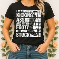 My Foot Got Stuck Broken Leg Cast Bone Injury Recovery Women's T-Shirt thumb 2