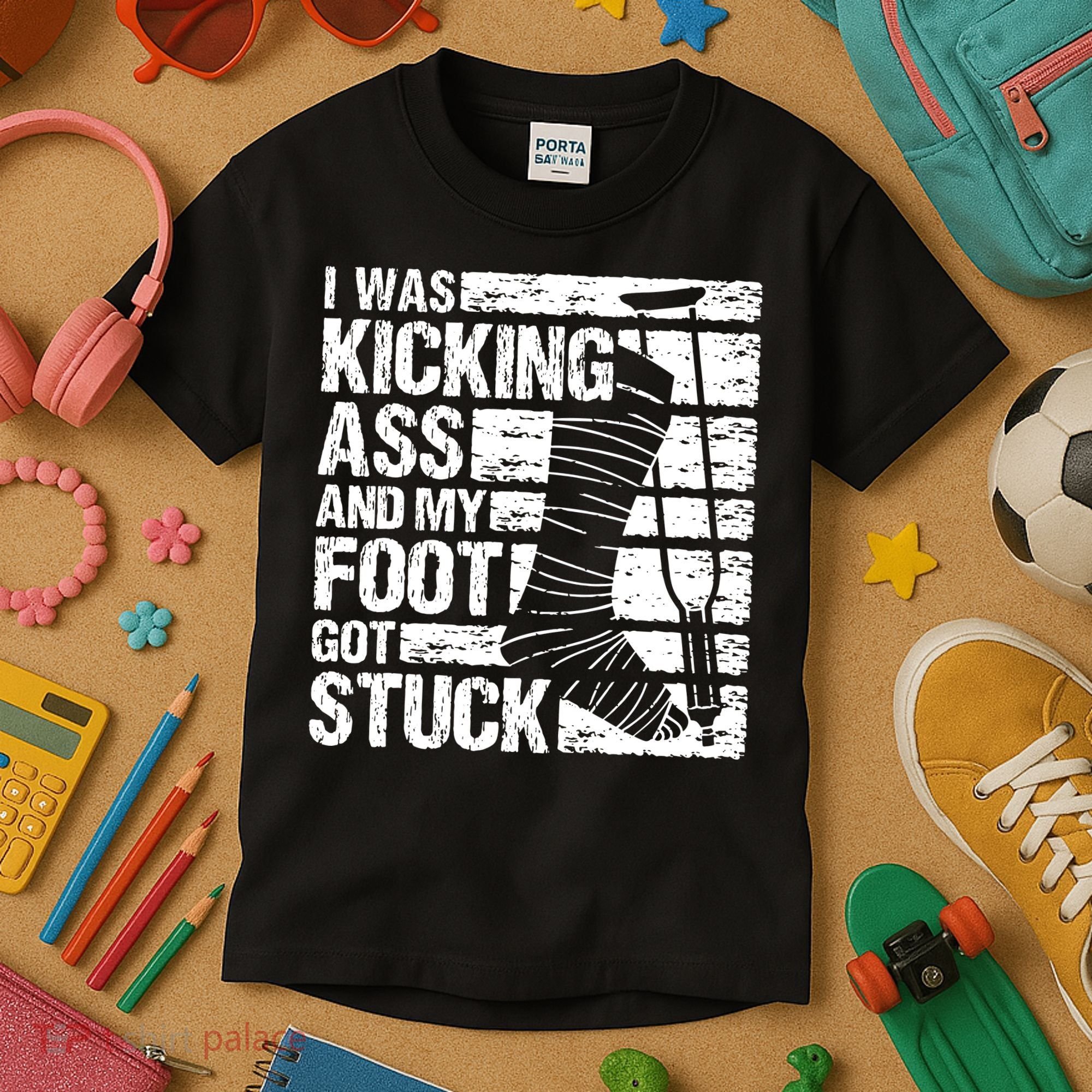 My Foot Got Stuck Broken Leg Cast Bone Injury Recovery Kids T-Shirt
