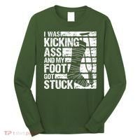 My Foot Got Stuck Broken Leg Cast Bone Injury Recovery Long Sleeve Shirt thumb 0