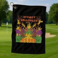 My First Halloween As Dad Golf Towel thumb 1