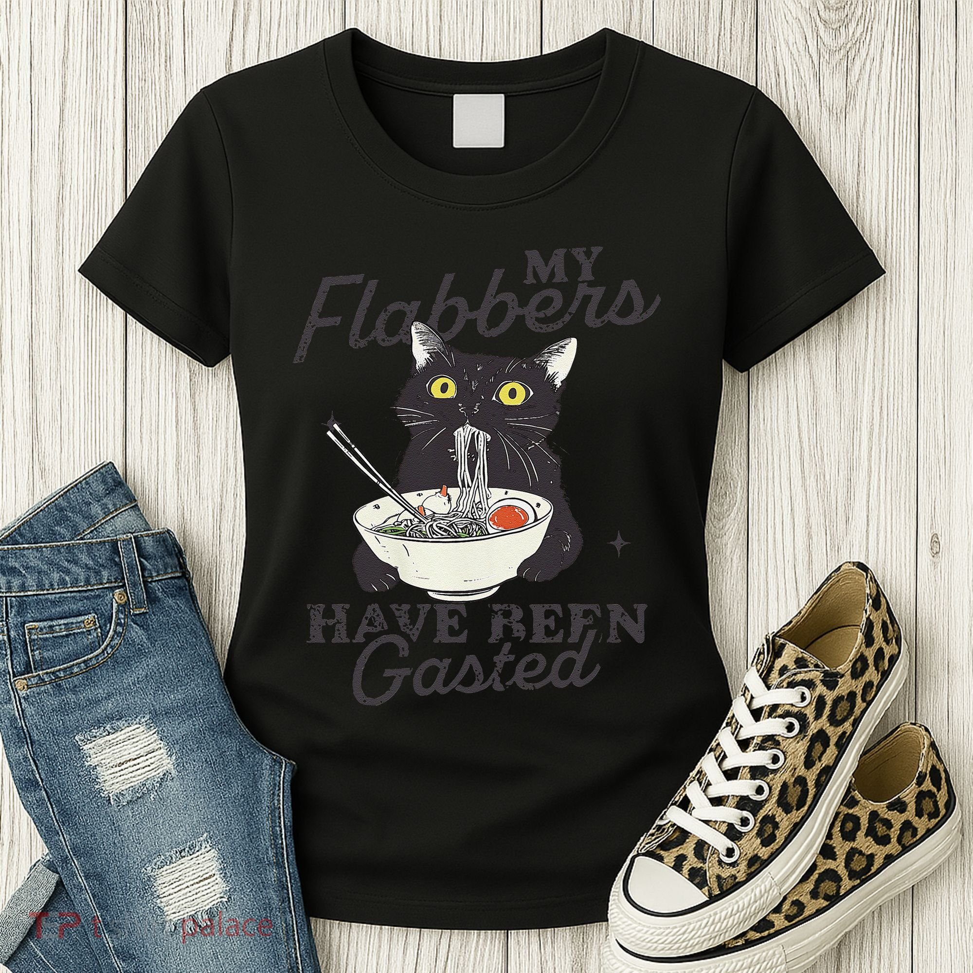 My Flabbers Have Been Gasted Distressed Retro Funny Cat Women's T-Shirt