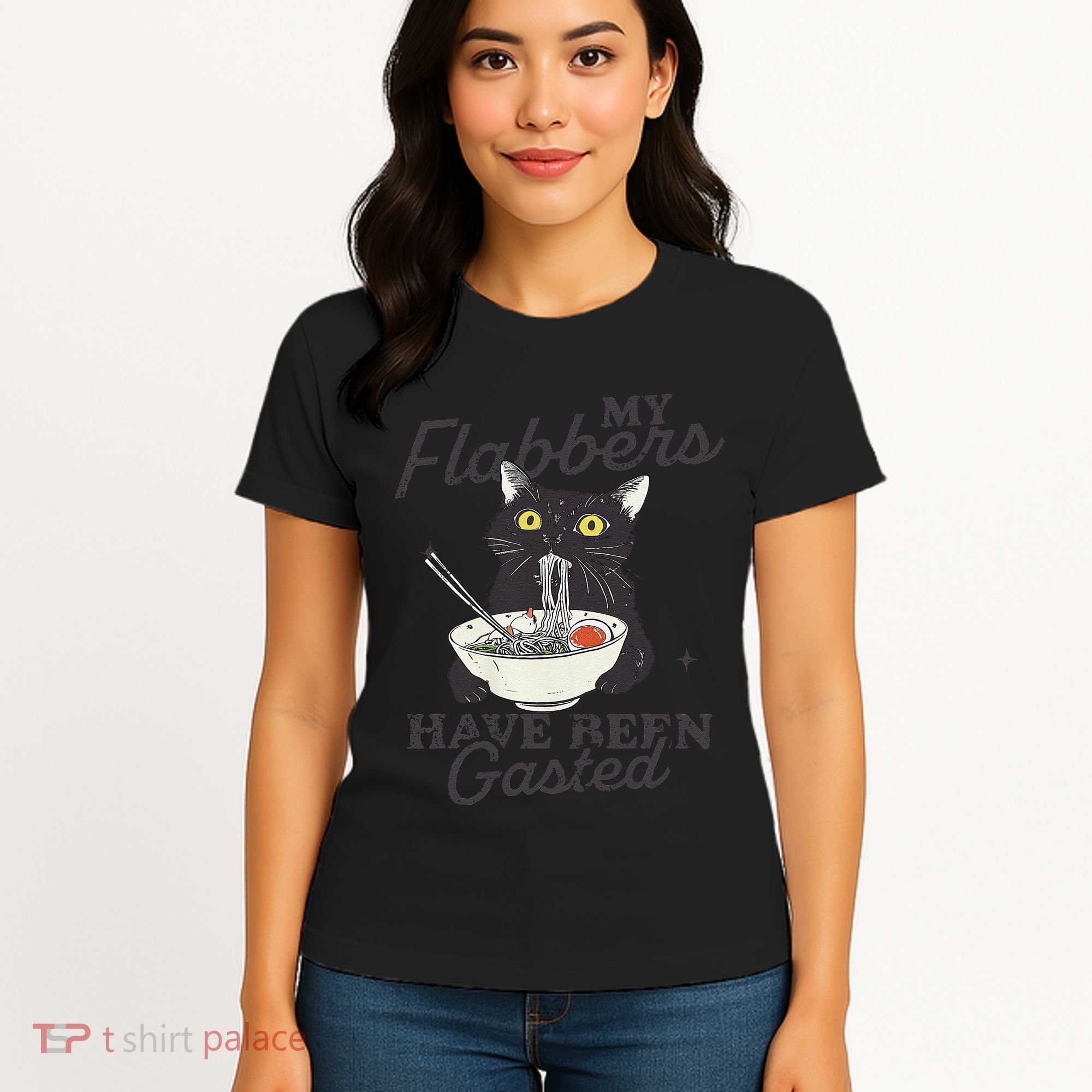 My Flabbers Have Been Gasted Distressed Retro Funny Cat Women's T-Shirt