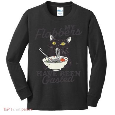 My Flabbers Have Been Gasted Distressed Retro Funny Cat Kids Long Sleeve Shirt