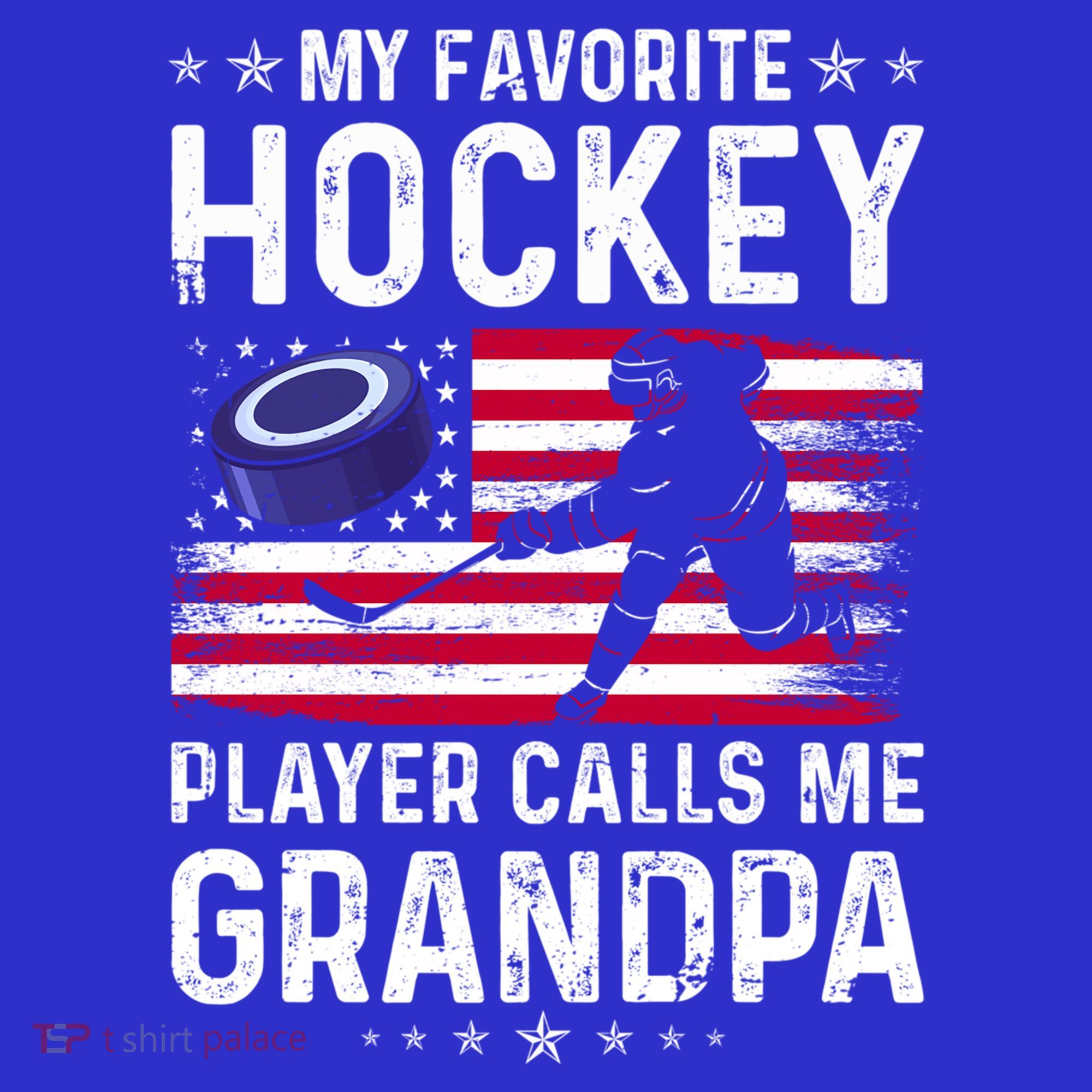 My Favorite Hockey Player Calls Me Grandpa American Flag Gift Visor