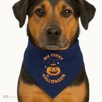 My First Halloween Pumpkin USA-Made Doggie Bandana thumb 1