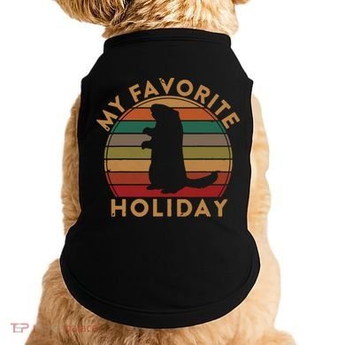 My Favorite Holiday Ground Hog Sunset Gift Groundhog Day Doggie Tank