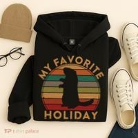 My Favorite Holiday Ground Hog Sunset Gift Groundhog Day Hoodie thumb 4