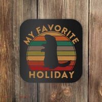 My Favorite Holiday Ground Hog Sunset Gift Groundhog Day Coaster thumb 0