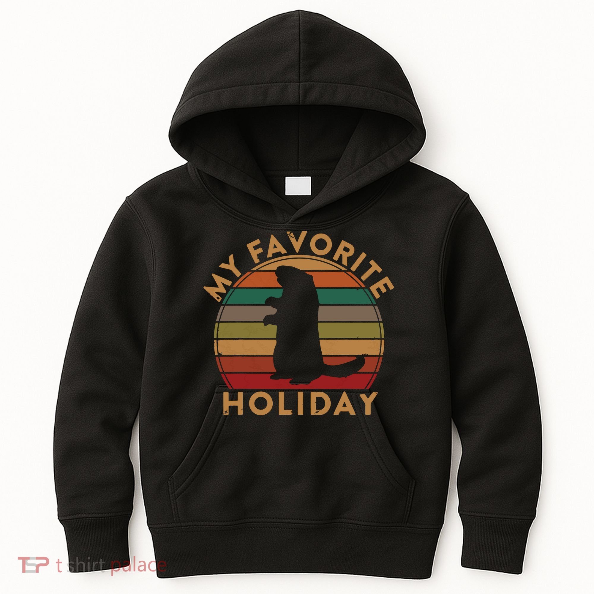 My Favorite Holiday Ground Hog Sunset Gift Groundhog Day Kids Hoodie
