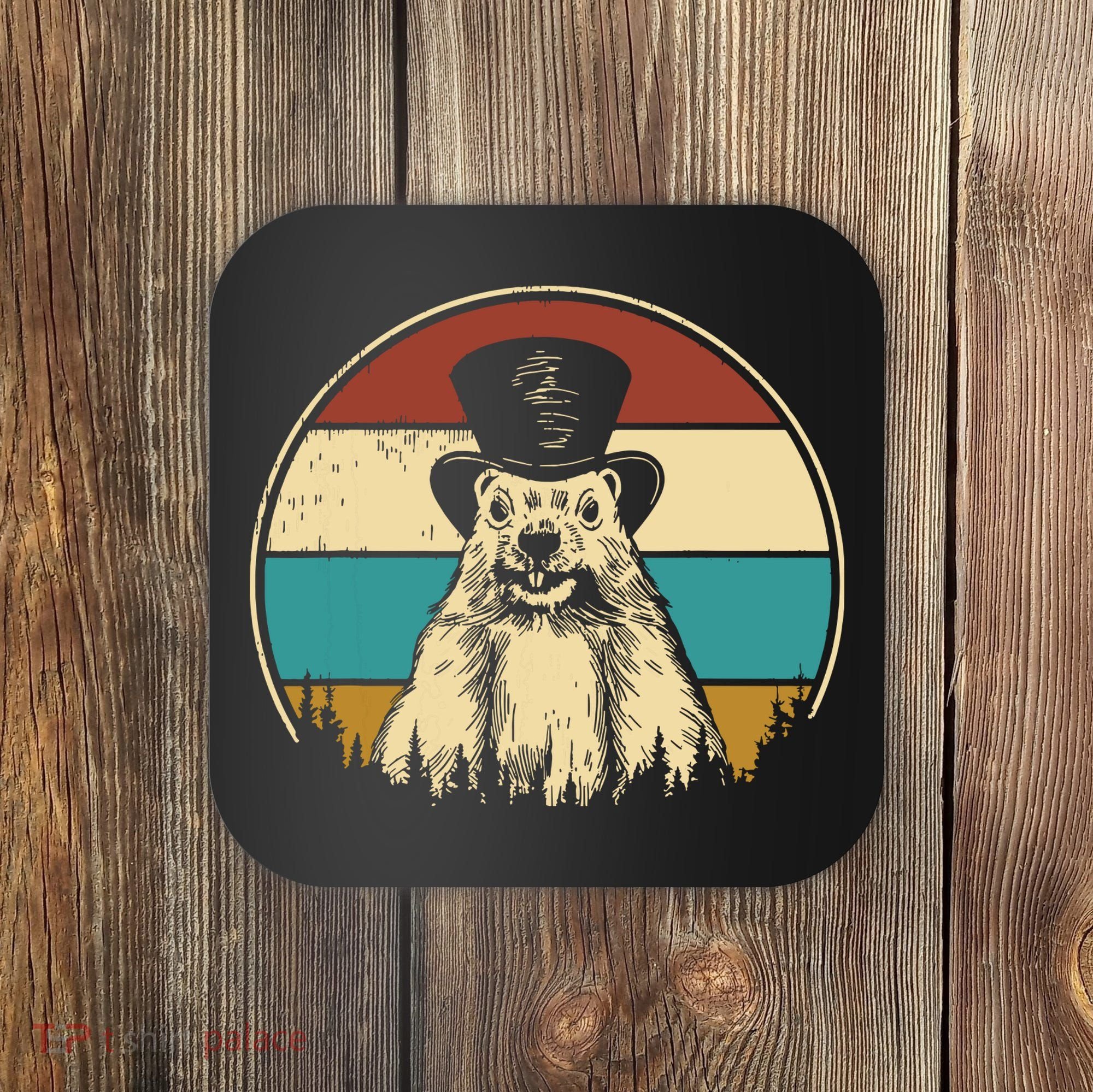 My Favorite Holiday Retro Groundhog Day Woodchuck Lover Coaster