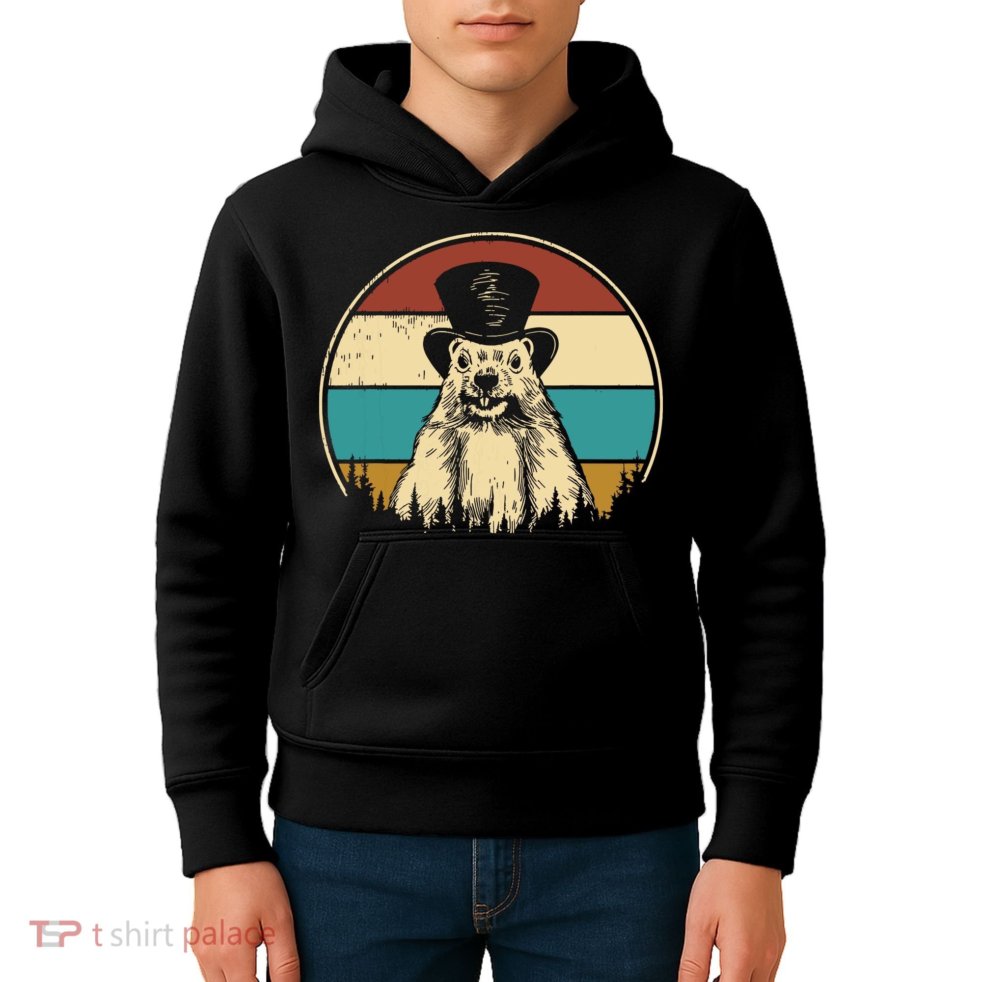 My Favorite Holiday Retro Groundhog Day Woodchuck Lover Kids Hoodie