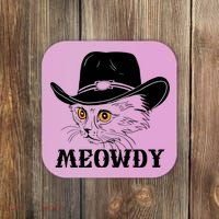 Meowdy Funny Howdy Cat Dad Joke Gift Coaster thumb 0