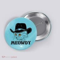 Meowdy Funny Howdy Cat Dad Joke Gift Button thumb 0