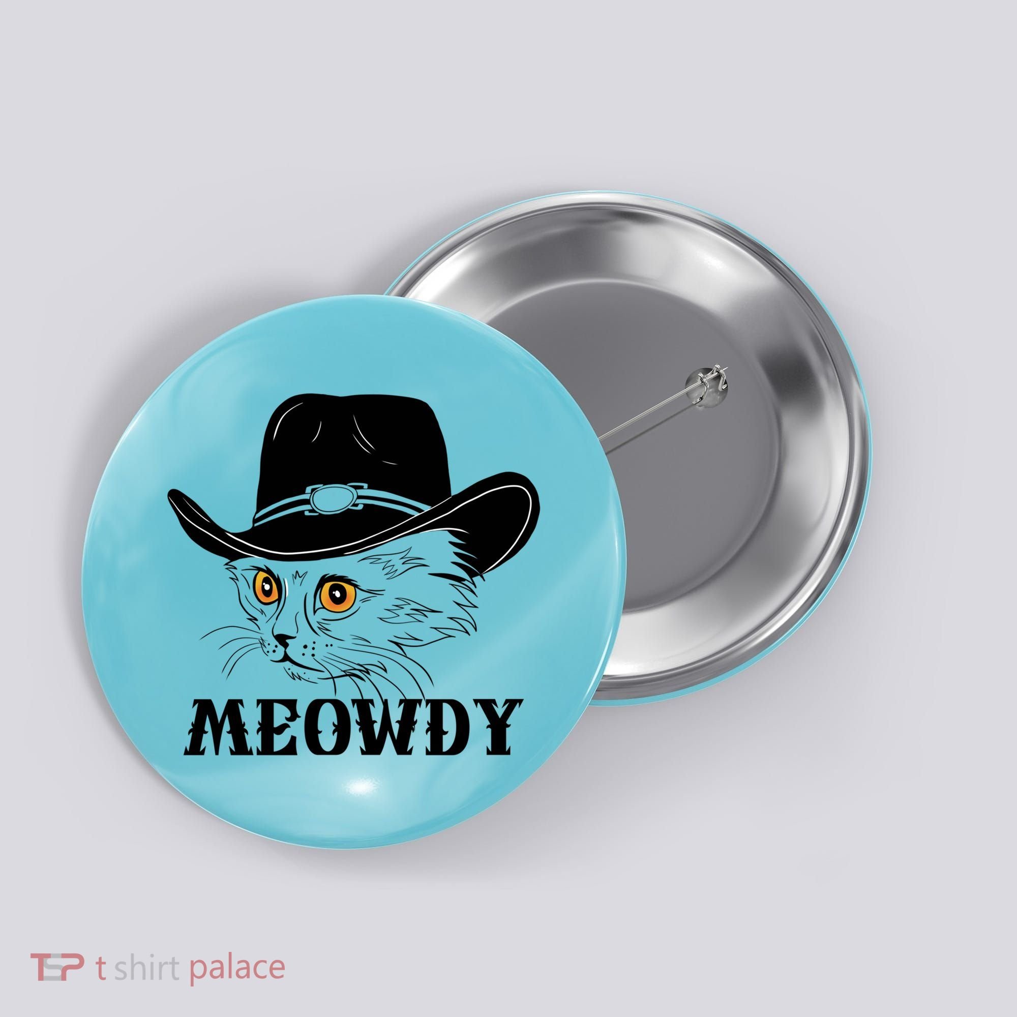 Meowdy Funny Howdy Cat Dad Joke Gift Button
