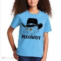 Meowdy Funny Howdy Cat Dad Joke Gift Kids T-Shirt thumb 2