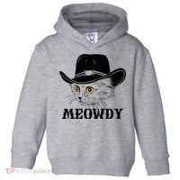 Meowdy Funny Howdy Cat Dad Joke Gift Toddler Hoodie thumb 0