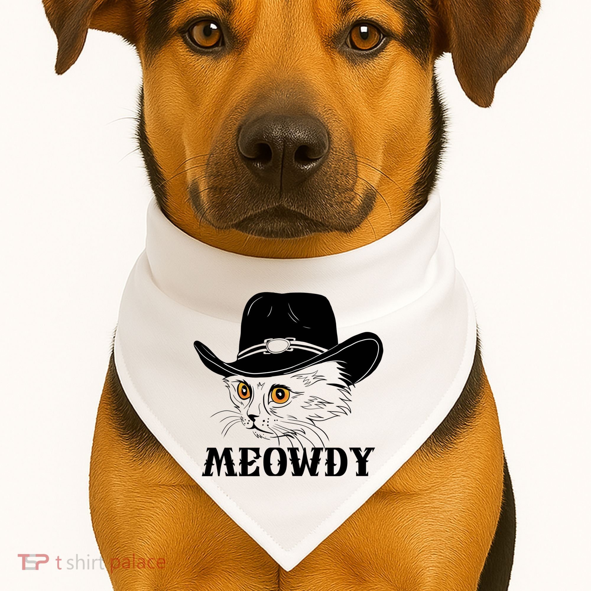 Meowdy Funny Howdy Cat Dad Joke Gift USA-Made Doggie Bandana