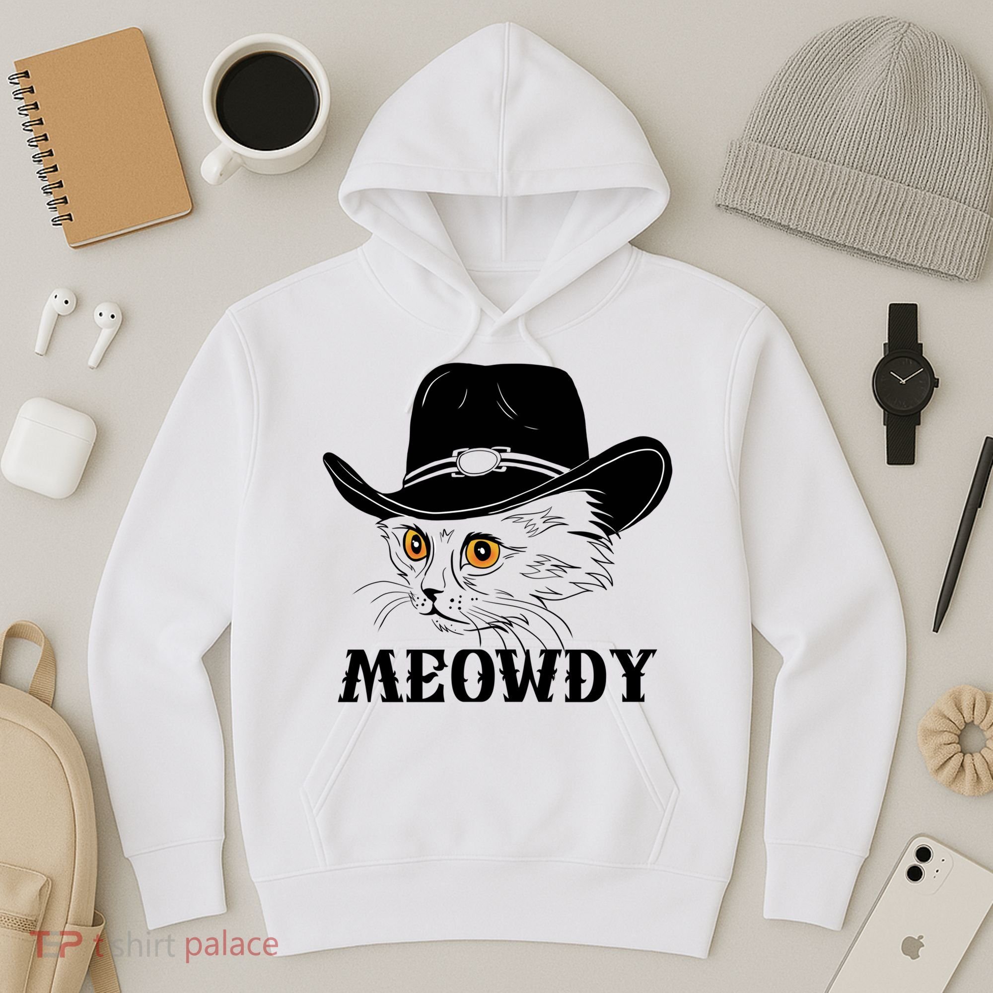 Meowdy Funny Howdy Cat Dad Joke Gift Hoodie
