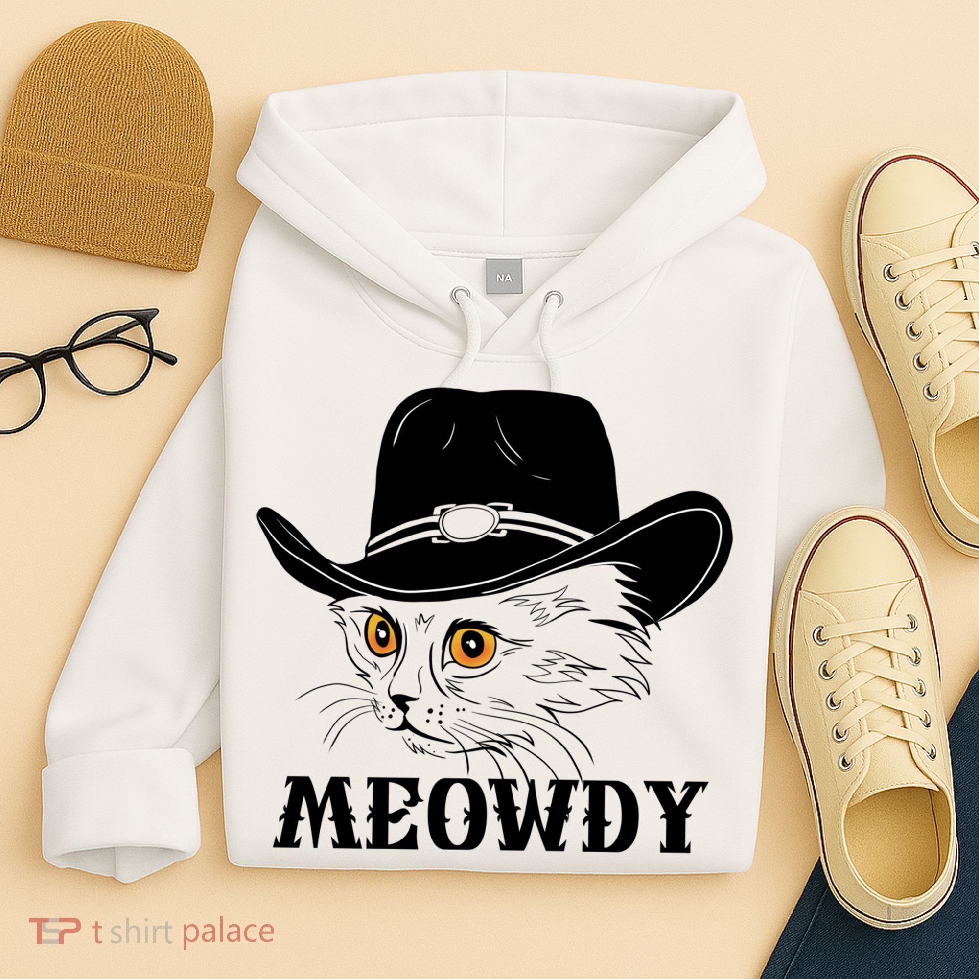 Meowdy Funny Howdy Cat Dad Joke Gift Hoodie