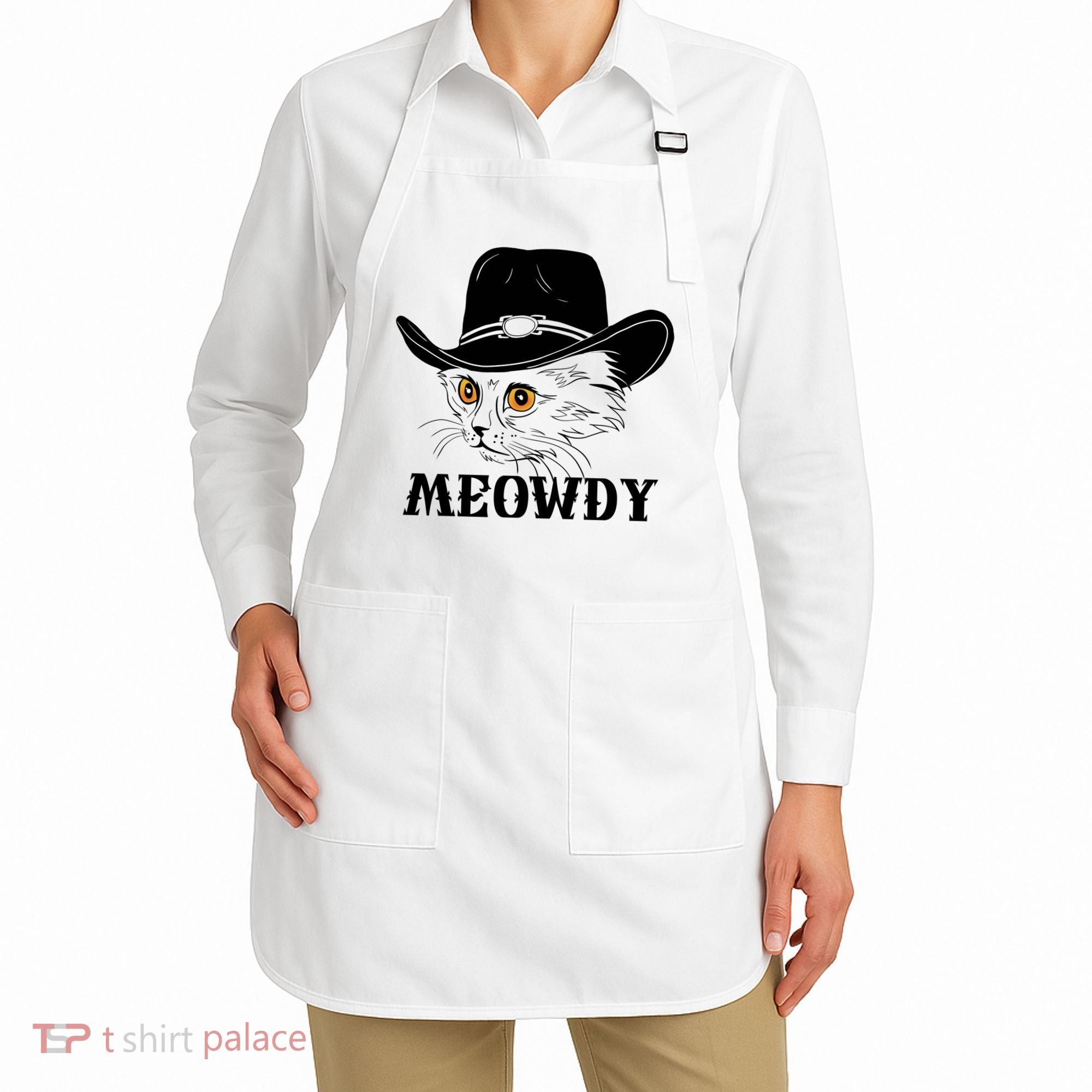 Meowdy Funny Howdy Cat Dad Joke Gift Apron
