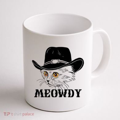 Meowdy Funny Howdy Cat Dad Joke Gift Coffee Mug back