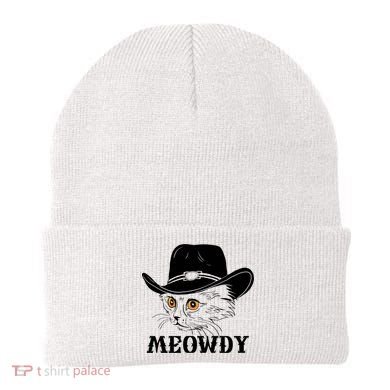 Meowdy Funny Howdy Cat Dad Joke Gift Beanie