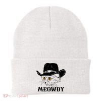 Meowdy Funny Howdy Cat Dad Joke Gift Beanie thumb 0