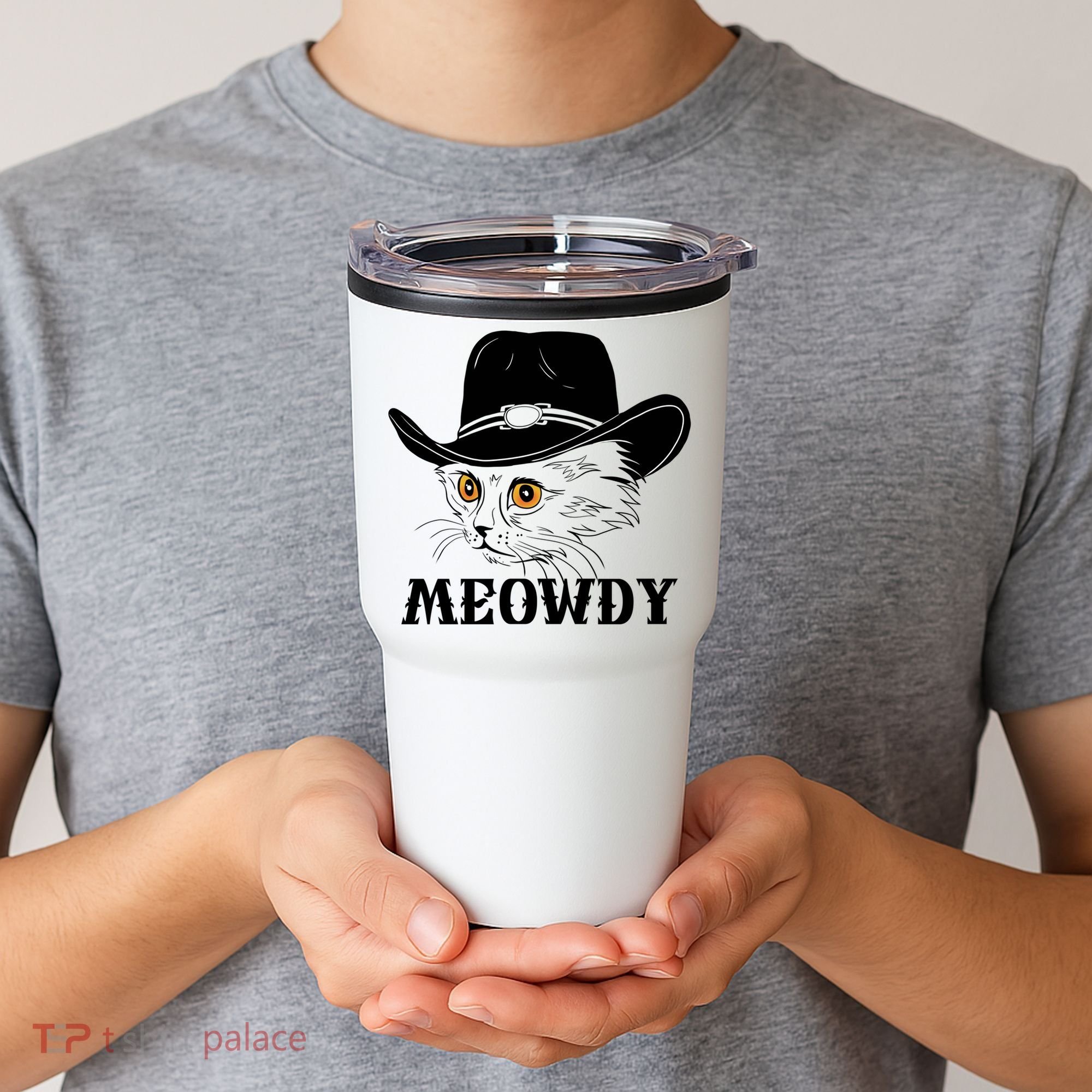 Meowdy Funny Howdy Cat Dad Joke Gift Tumbler