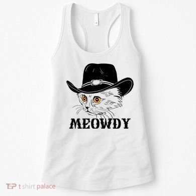 Meowdy Funny Howdy Cat Dad Joke Gift Women's Tank Top