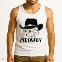 Meowdy Funny Howdy Cat Dad Joke Gift Tank Top thumb 3