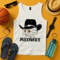 Meowdy Funny Howdy Cat Dad Joke Gift Tank Top thumb 4