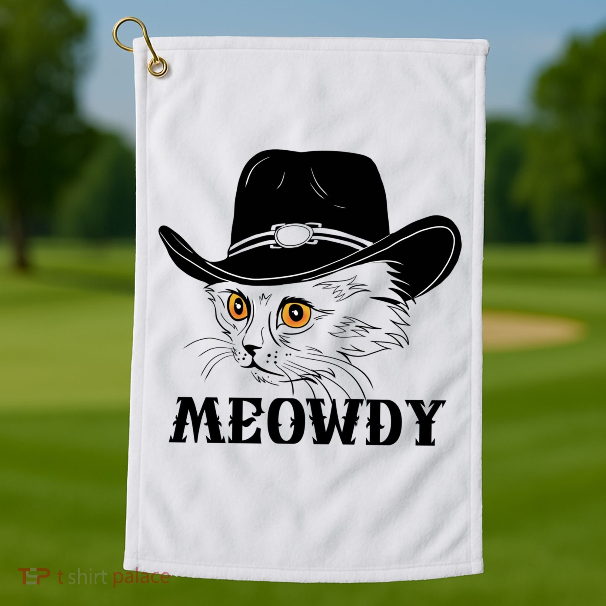 Meowdy Funny Howdy Cat Dad Joke Gift Golf Towel