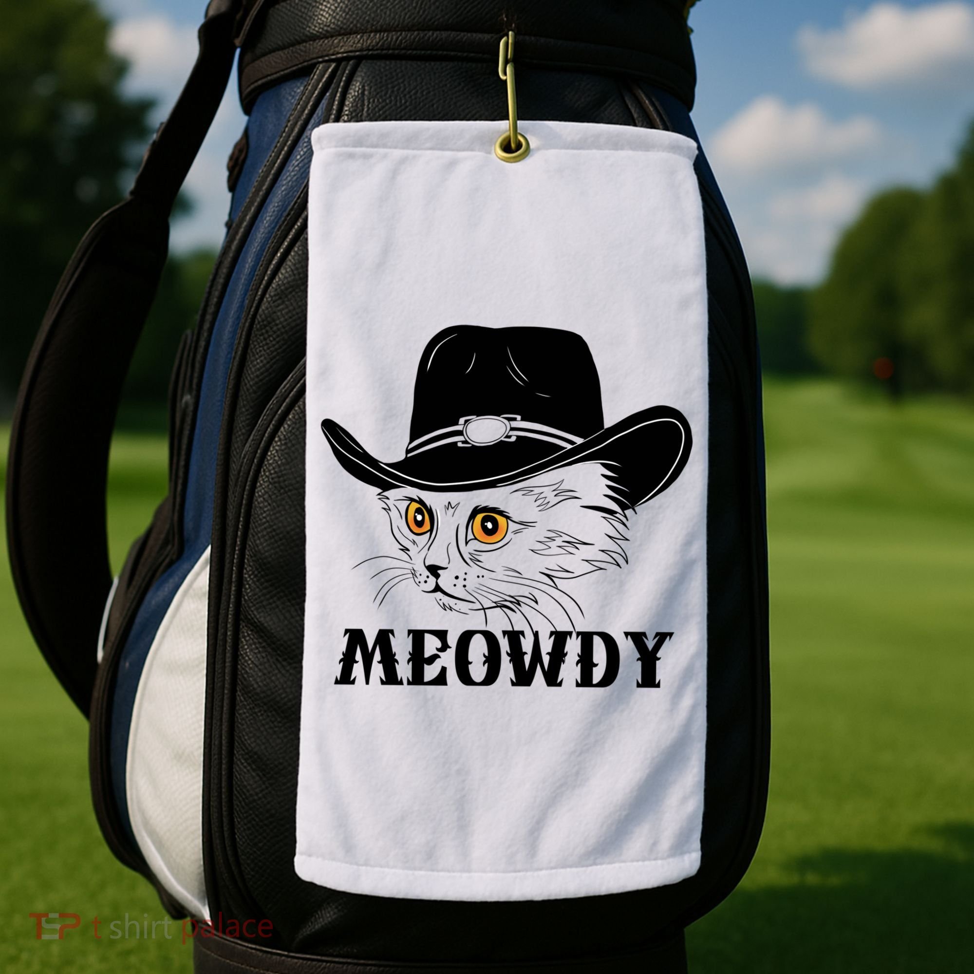 Meowdy Funny Howdy Cat Dad Joke Gift Golf Towel